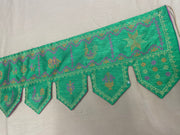 Hanging parrot green kubera toran with embroidered detail
